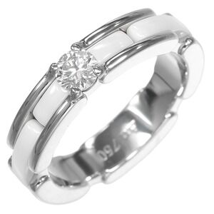 Chanel Ring, Size 7, Ultra Small, 18K White Gold, Diamond, Ceramic, Approx. 4...